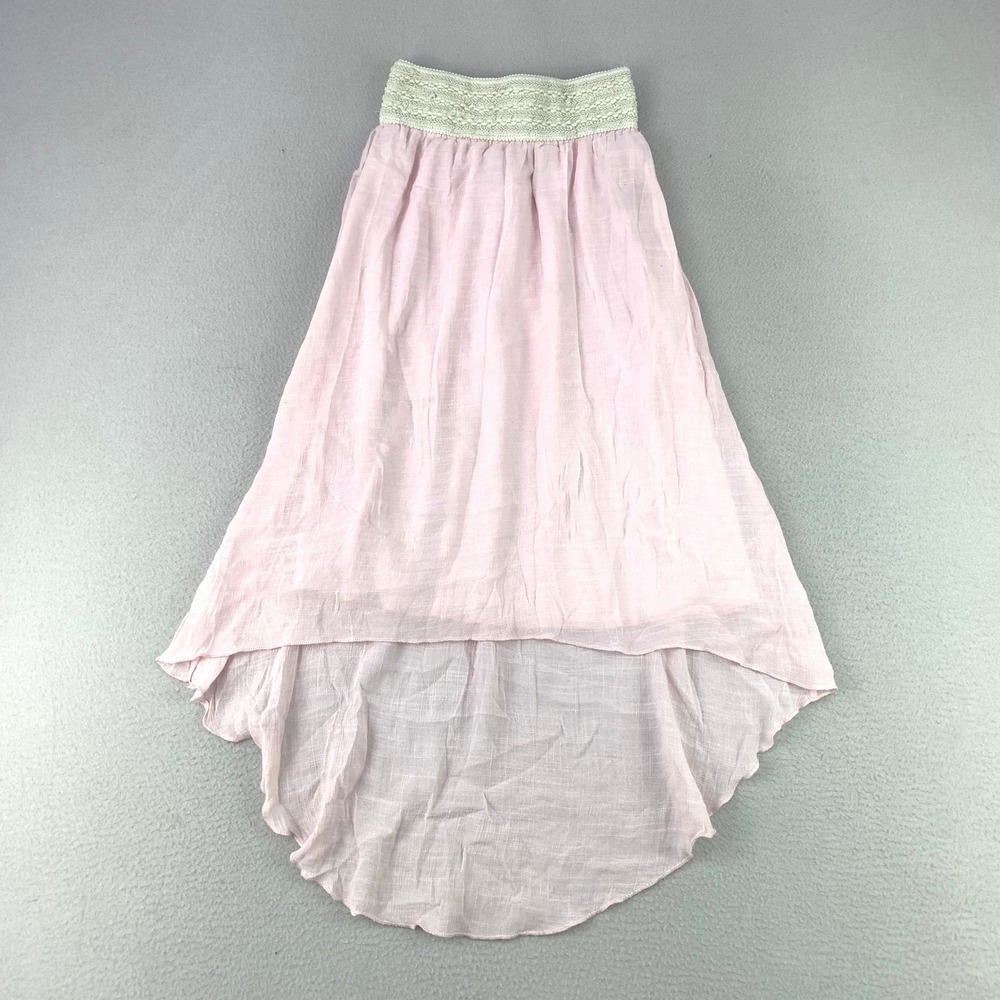 Vintage btween High Low Skirt Girls 10 Pink Smocked Waist Boho Fairy Whimsy